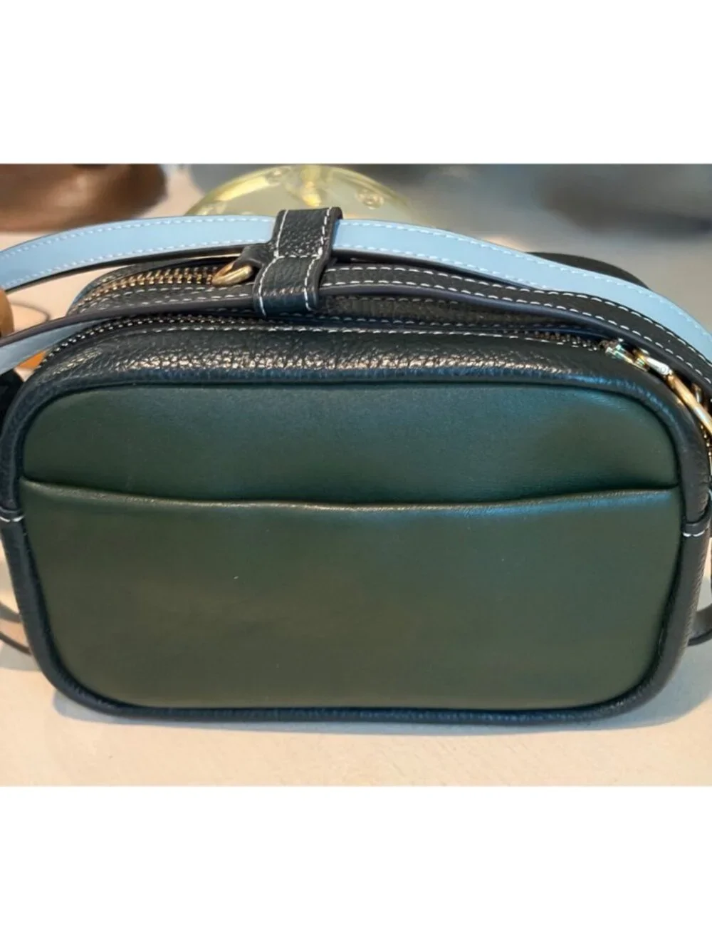 Tory Burch Perry Bombe Leather Patina Dark Green Crossbody Bag - Picture 10 of 12